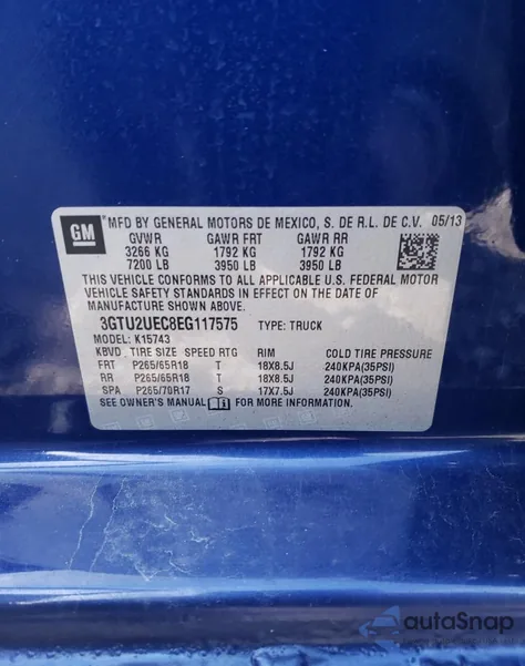 2014 GMC Sierra K1500 Sle from USA, damaged, VIN 3GTU2UEC8EG117575